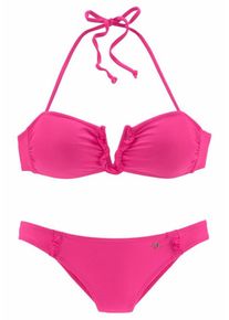 s.Oliver RED LABEL, Damen Bandeau-Bikini, Neonpink