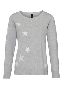 Heine, Damen Feinstrickpullover, Graumeliert / Wei&szlig;