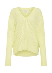 Calvin Klein, Damen Pullover 'MICRO LACE MOULINE V NK SWTR', Gelb