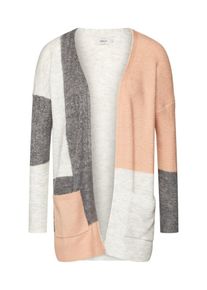 Only, Damen Cardigan, Grau / Rosa / Weiß