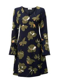 Heine, Damen Druckkleid, Nachtblau / Khaki