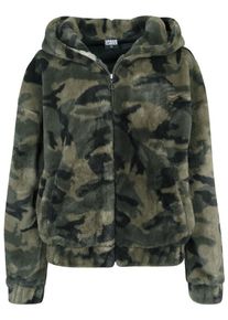 Urban Classics, Damen Jacket 'Teddy', Gr&uuml;n / Oliv