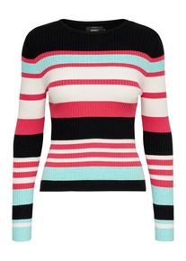 Only, Damen Pullover, Hellblau / Pitaya / Schwarz / Weiß