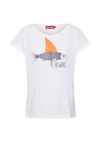 Derbe, Damen Shirt 'Beware', Orange / Schwarz / Weiß