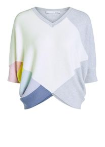 Oui, Damen Pullover, Grau / Wei&szlig;