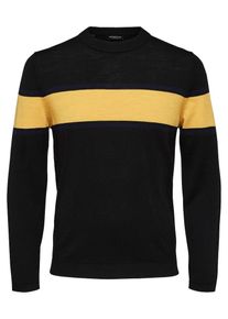 Selected Homme, Herren Strickpullover, Blau / Gelb / Schwarz