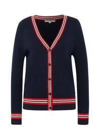 Tom Tailor Denim, Damen Strickjacke, Navy / Feuerrot / Naturweiß
