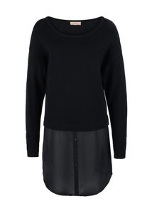 TRIANGLE, Damen Pullover mit Layering-Effekt, Schwarz
