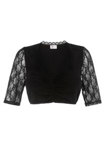 Turi Landhaus, Damen Dirndlbluse mit Bindeband vorne, Schwarz