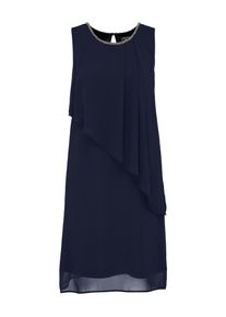 Apart, Damen Chiffonkleid asymmetrisch mit bestickten Ausschnitt, Nachtblau
