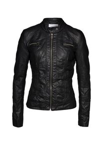 Only, Damen Jacke in Leder-Optik 'Bandit', Schwarz / Silber