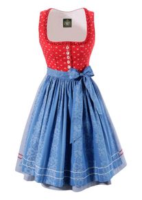 Hammerschmid, Damen Dirndl midi mit Rankenmuster, Blau / Rot / Weiß