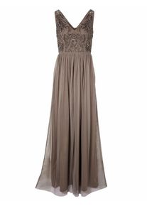 Heine, Damen Abendkleid mit Pailletten, Taupe