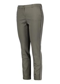 SAMOON, Damen Hose Tuch/Kombi verkürzt Stretchhose mit Kontraststreifen Betty, Khaki / Schwarz / Perlweiß