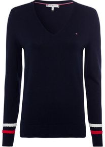 Tommy Hilfiger, Damen Pullover 'New Ivy', Nachtblau / Rot / Weiß