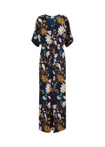 Vila, Damen Maxikleid, Nachtblau / Petrol / Orange / Wei&szlig;