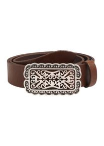 Tom Tailor, Damen Lederg&uuml;rtel, Cognac / Silber