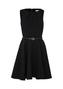 Closet London, Damen Etuikleid mit Gürtel, Schwarz