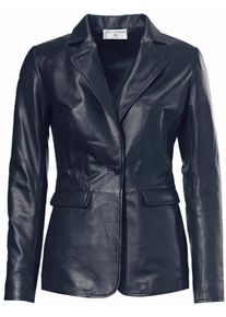 Heine, Damen Lederblazer Lammnappa mit Reverskragen, Marine