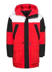 Tommy Hilfiger, Herren Winterparka 'COLOURBLOCK', Rot / Schwarz / Weiß
