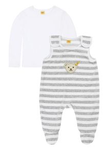 Steiff Collection, Mädchen Strampler & T-Shirt, Grau / Weiß
