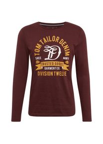 Tom Tailor Denim, Herren Longsleeve, Sand / Rotviolett / Weiß