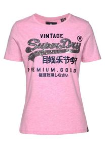 Superdry, Damen Shirt, Navy / Pinkmeliert