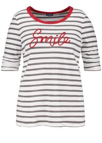 SAMOON, Damen T-Shirt, Grau / Rot / Weiß