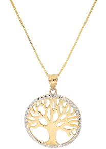 Firetti, Damen Kette mit Anhänger 'Lebensbaum', Gold / Silber