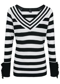 Heine, Damen Pullover, Schwarz / Wei&szlig;