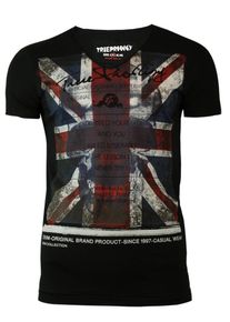 Trueprodigy, Herren T-Shirt 'EUnion Jack', Dunkelblau / Dunkelrot / Schwarz / Weiß