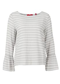 s.Oliver RED LABEL, Damen Volant-Shirt mit gestreifter Front, Graumeliert
