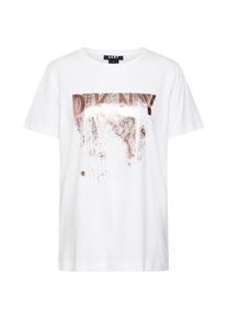 DKNY, Damen Shirt 'S/S CREW NECK W/ FRONT GLITTER LOGO', Weiß