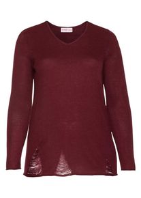 SheeGOTit, Damen Pullover im Destroyed-Look, Blutrot