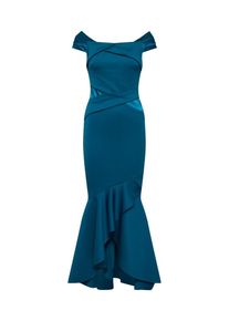 Lipsy, Damen Abendkleid 'TEAL BARDOT SATIN PANEL MAXI', Petrol