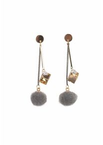 J. JAYZ, Damen Ohrstecker, Gold / Grau / Transparent