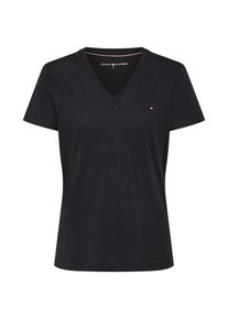 Tommy Hilfiger, Damen Shirt 'HERITAGE V-NECK TEE', Schwarz