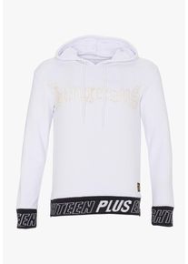 PLUS EIGHTEEN, Herren Kapuzenpullover, Schwarz / Weiß