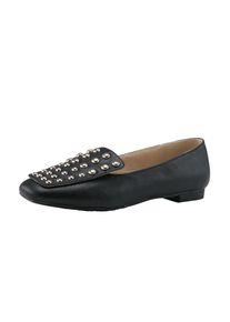 Heine, Damen Slipper, Hellbeige / Schwarz