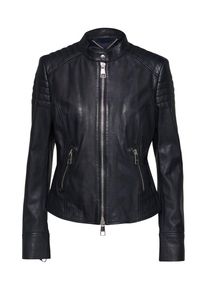 BOSS, Damen Lederjacke 'Junique', Nachtblau