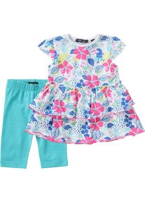 Blue Seven, Mädchen Set T-Shirt + Caprileggings, Blau / Türkis / Pink