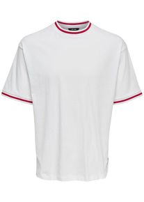 Only & Sons Only & Sons, Herren T-Shirt Detailliertes, Wei&szlig;