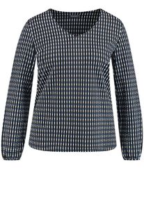 SAMOON, Damen Langarmshirt, Blau / Weiß
