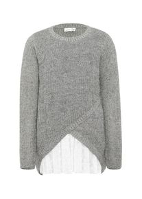 name it, M&auml;dchen Strickpullover, Grau / Wei&szlig;