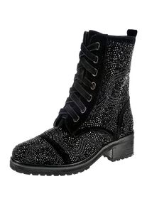 Alma en Pena, Damen Schnürstiefeletten, Schwarz / Silber