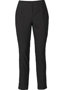 sheego Casual, Damen Stoffhose mit Schlitzen am Saum, Schwarz / Weiß