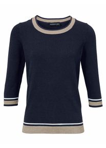 Heine, Damen Pullover, Beige / Marine / Weiß