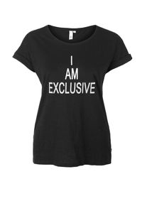 Q/S Designed By, Damen Statetshirt, Schwarz / Weiß