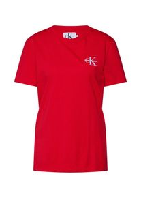 Calvin Klein Jeans, Damen T-Shirt 'MONOGRAM EMBROIDERY STRAIGHT', Rot