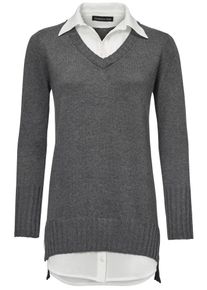 Heine, Damen Longpullover, Graumeliert
